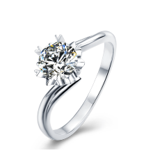 Hot Sale Classic S925 1ct Moissanite Ring with Silver platinum